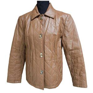 Chadwick's Brown Quilted Medium Weight Sturdy Professional Leather Jacket Size S